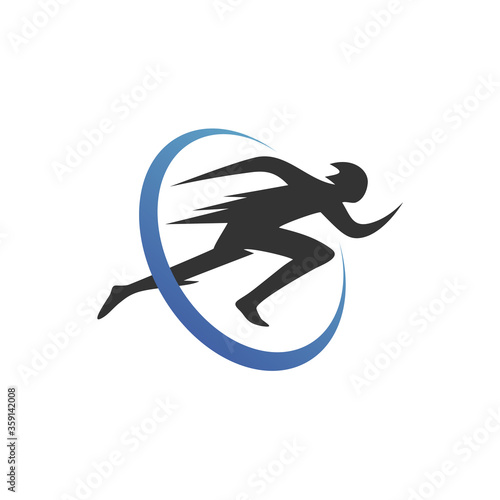 Fast sprinter logo design vector
