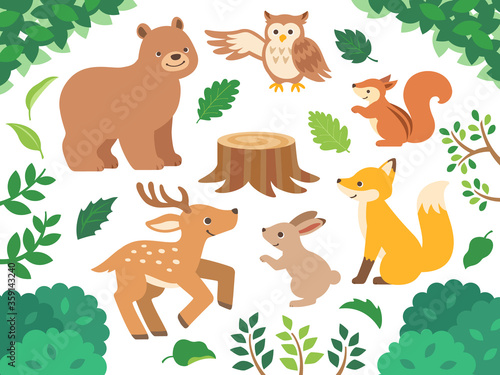 森の動物達のイラストセット