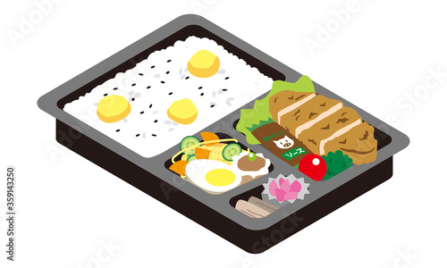 市販のとんかつと栗ご飯のお弁当