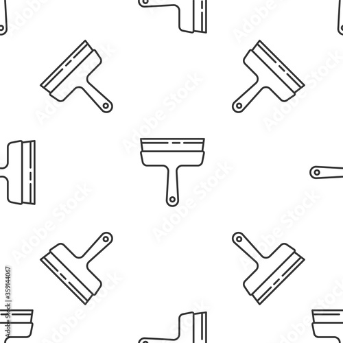Grey line Cleaning service with of rubber cleaner for windows icon isolated seamless pattern on white background. Squeegee, scraper, wiper.  Vector Illustration