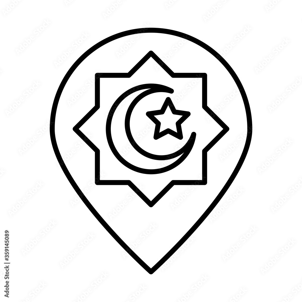 pointer location eid mubarak islamic religious celebration line style icon