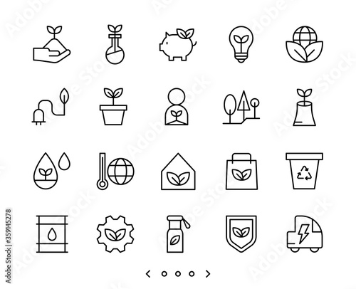 ecology and clean energy line icon set
