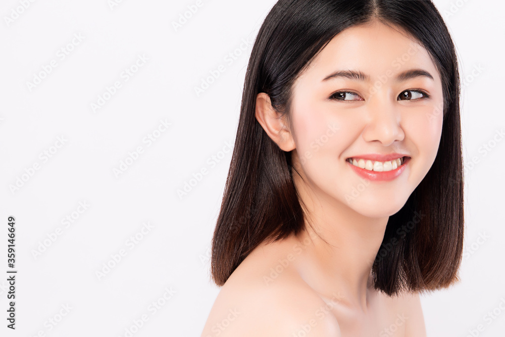 Beautiful Young Asian Woman with Clean Fresh Skin. Face care, Facial treatment, Cosmetology, beauty and healthy skin and cosmetic concept, woman beauty skin isolated on white background. Beautiful Young Asian Woman with Clean Fresh Skin. Face care, Facial treatment, Cosmetology, beauty and healthy skin and cosmetic concept, woman beauty skin isolated on white background.