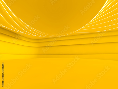 Abstract yellow modern architecture background. 3D illustration