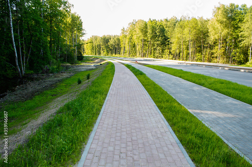 new modern road through the forest