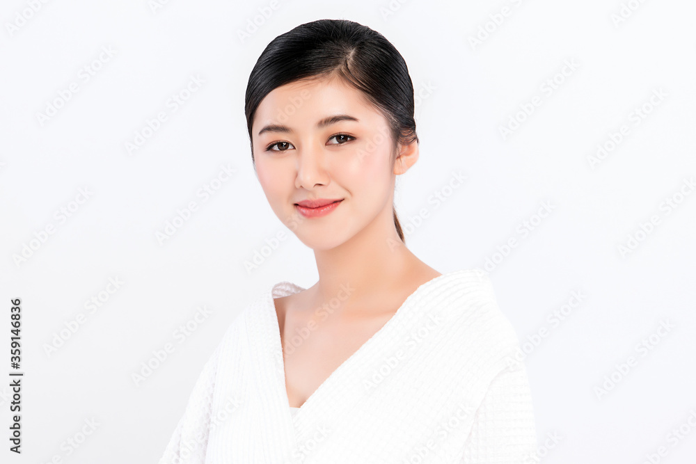 Beautiful Young Asian Woman with Clean Fresh Skin. Face care, Facial treatment, Cosmetology, beauty and healthy skin and cosmetic concept, woman beauty skin isolated on white background. Beautiful Young Asian Woman with Clean Fresh Skin. Face care, Facial treatment, Cosmetology, beauty and healthy skin and cosmetic concept, woman beauty skin isolated on white background.