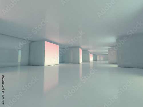 Abstract modern architecture empty background. 3D illustration