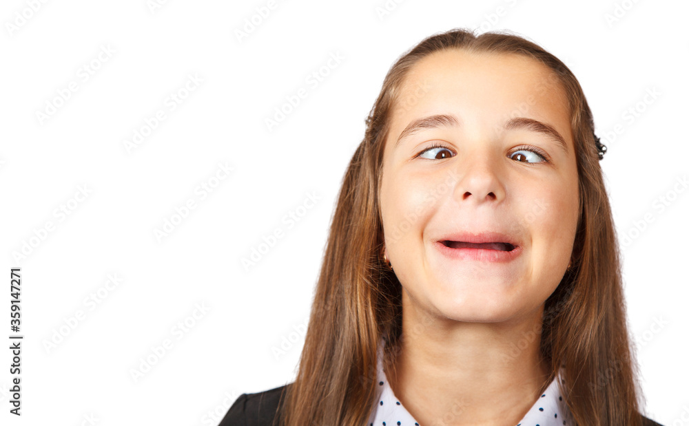 teen girl making funny faces fooling around teen girl making funny faces fooling around