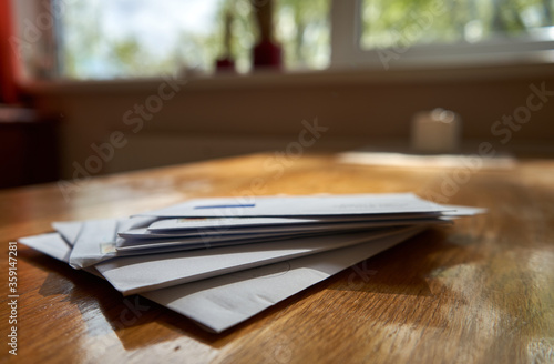 Bunch of envelopes in the kitchen