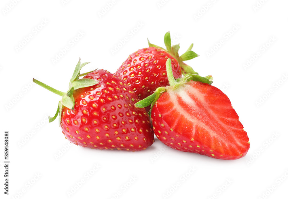 Delicious fresh ripe strawberries isolated on white Delicious fresh ripe strawberries isolated on white