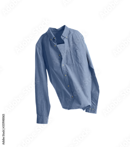 Blue shirt isolated on white. Stylish clothes