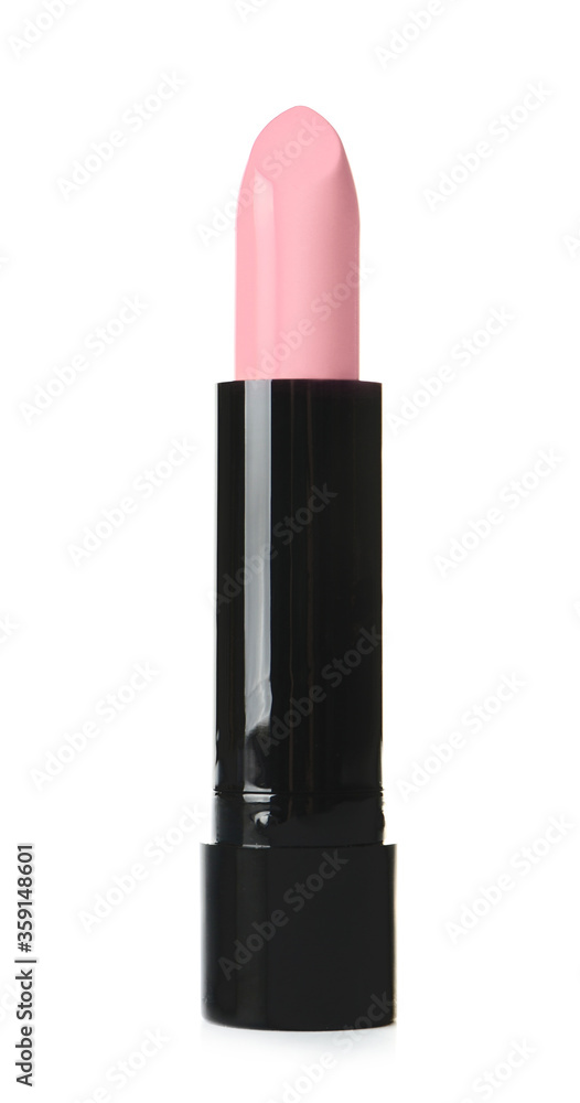 Pink lipstick on white background. Professional makeup product Pink lipstick on white background. Professional makeup product