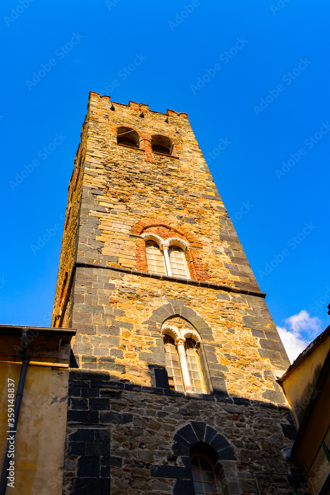 It's Architecture of Monterosso al Mare, a small town in province of La Spezia, Liguria, Italy. It's one of the lands of Cinque Terre, UNESCO World Heritage Site