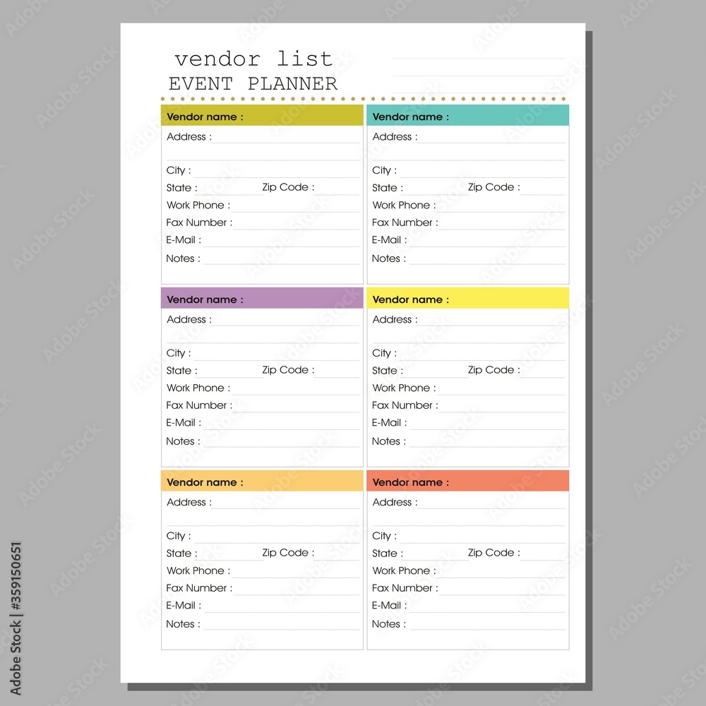 Event Planner, Vendor List Event Planner, Vendor List