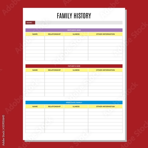 family history planner page