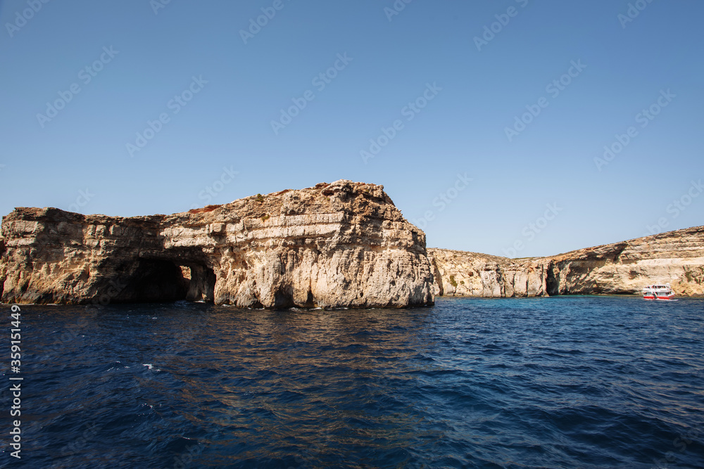 Cliffs on the sea. Blue Grotto, Malta