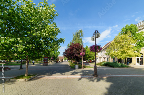 Quadro su tela Vrsac, Serbia - June 04, 2020: The pedestrian zone in Vrsac, Serbia