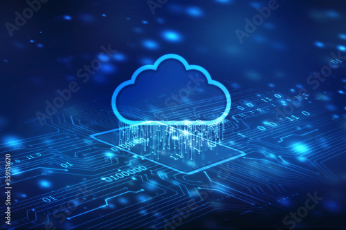2d illustration of Cloud computing, Cloud computing and Big data concept, Cloud computing technology internet concept background