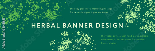 Vector natural banner template with flowers pattern. Tulips decoration with floral Illustrations for florist store, cosmetic label design, beauty banner template. Tulip background. Organic ornament.