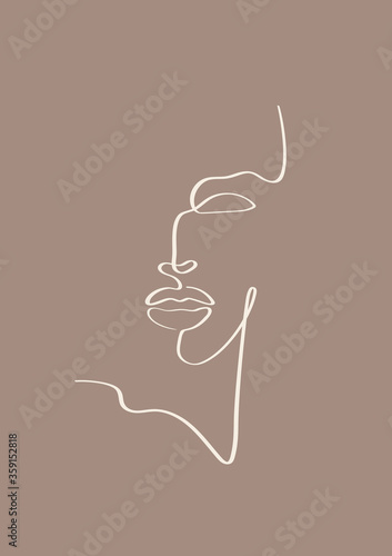Abstract one line art face ...