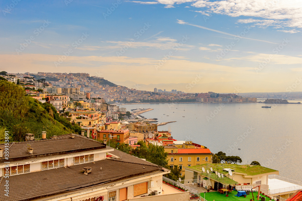 It's Panoramic view of Naples, Italy.
