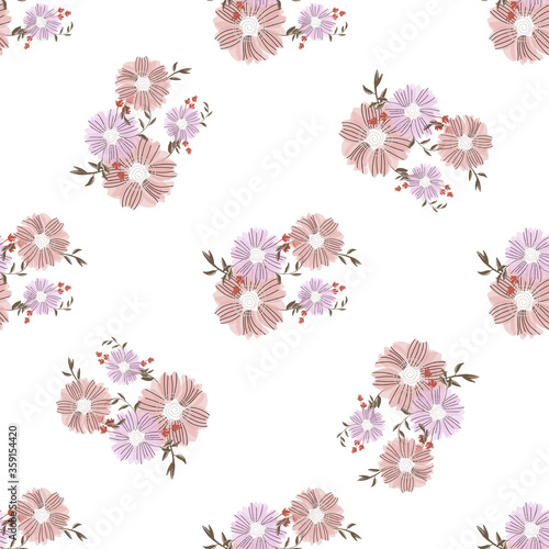 Seamless pattern with abstract flowers. Creative color floral surface design. Vector © WI-tuss