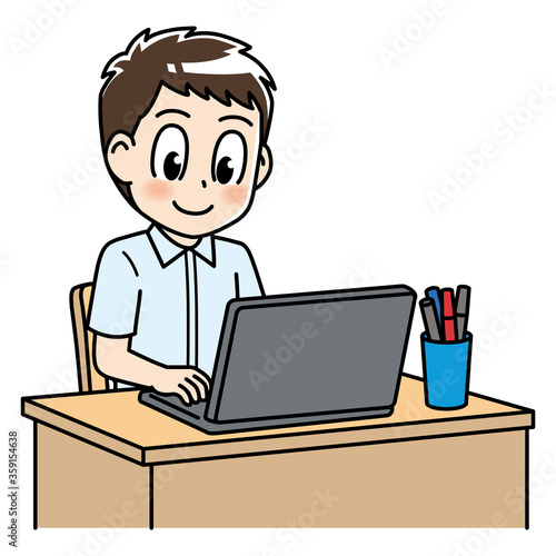 高校生　パソコン　自宅学習　男子高生　オンライン授業　女子 ノートパソコン 中学生 ベクター 在宅  学習 学生 上半身 PC 検索 自習 自学 セミナー 家庭学習 オンライン 勉強 1人 授業 インターネット かわいい 教育 学校 通信 調べる ネットワーク コミュニケーション 塾 学ぶ 若い 屋内 宿題 教室 考える デジタル IT イラスト 生徒 情報 プログラミング 男子高生 勉強　男性　