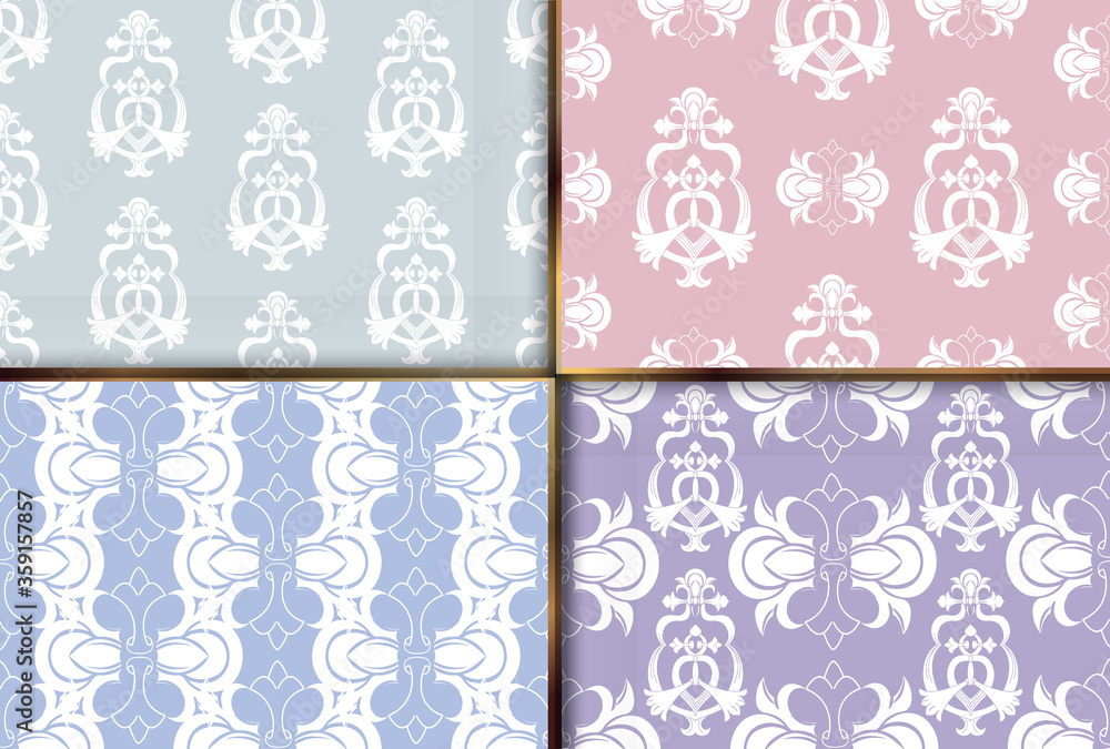 Fototapeta premium Seamless damask pattern wallpaper. Vintage decor in Victorian surface style. Passtel print surface design