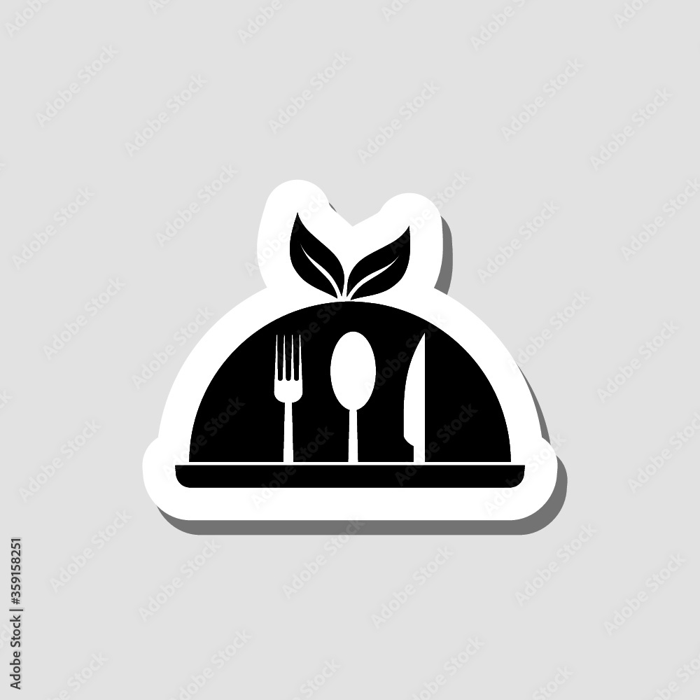 Obraz premium Eco Food cover sticker icon isolated on gray background