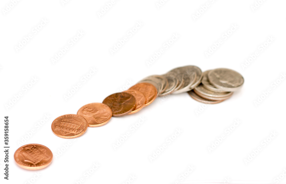 Different coins of USA isolated on the white background Different coins of USA isolated on the white background