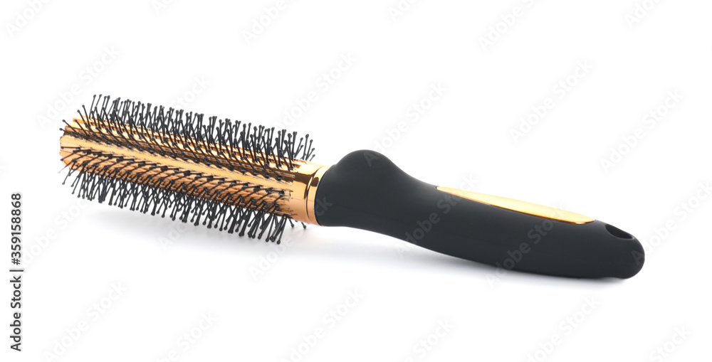New round hair brush isolated on white New round hair brush isolated on white