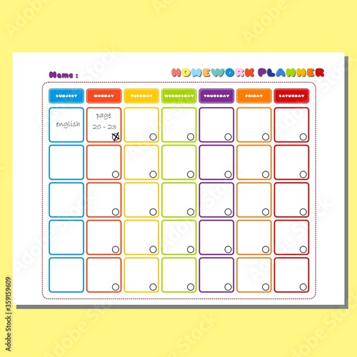 homework planner vector