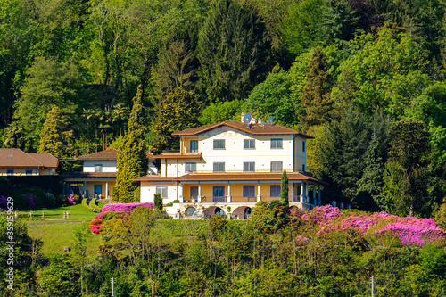 It's Houses on the coast of the Lago Maggiore (Big Lake), Piedmont, Italy