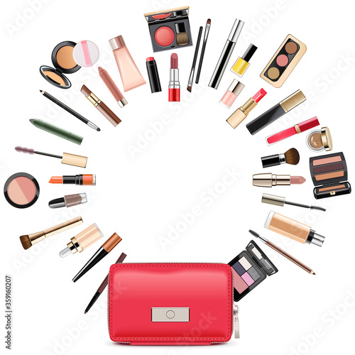Vector Round Makeup Concept with Beautician