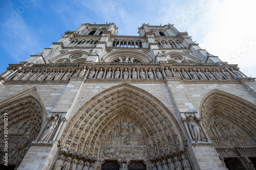 The front with two main towers of cathedral Notre Dame, Paris