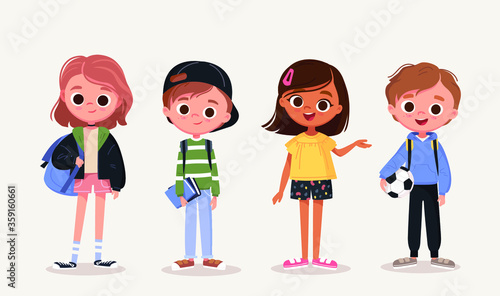 Set of characters. Children and preschoolers.School children vector characters.