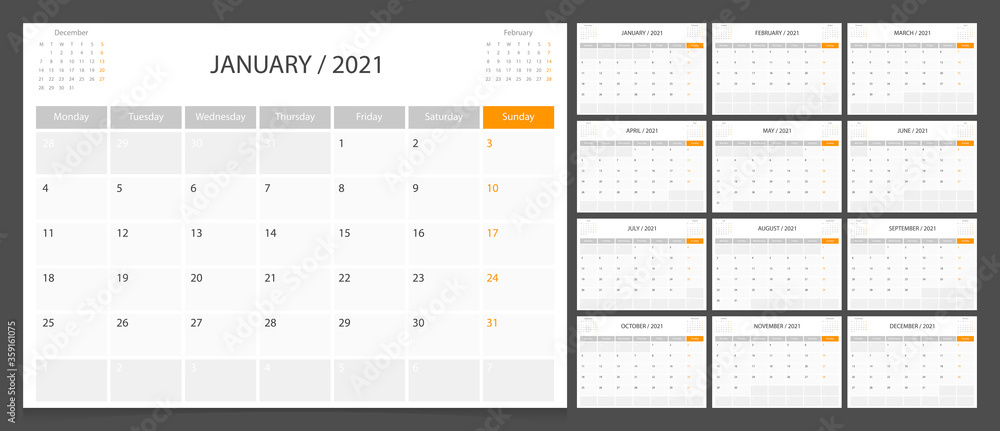 Calendar 2021 week start Monday corporate design planner template. Calendar 2021 week start Monday corporate design planner template.