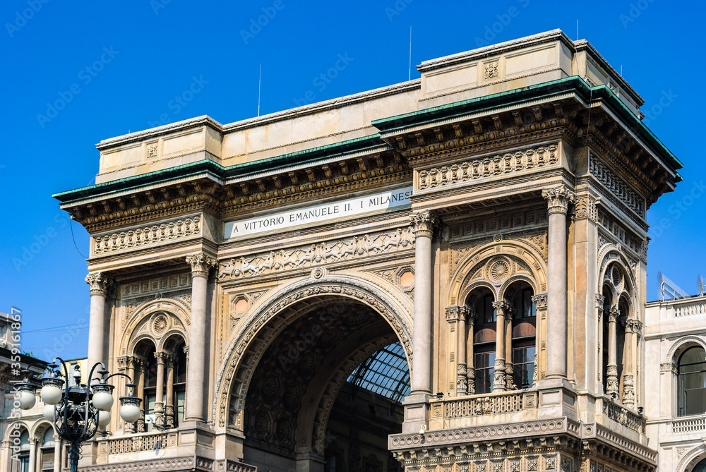 It's Arch at the Duomo Square in Milan, Italy dedicated to Vitto