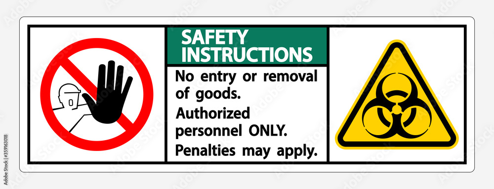 Safety Instructions Quarantine Holding Area Sign Isolated On White Background,Vector Illustration EPS.10 Safety Instructions Quarantine Holding Area Sign Isolated On White Background,Vector Illustration EPS.10