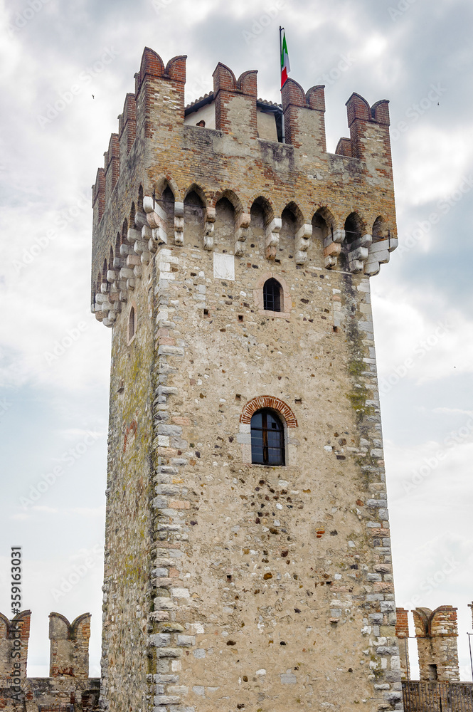 It's Castello Scaligero di Sirmione (Sirmione Castle), built in XIV century, Lake Garda, Sirmione, Italy