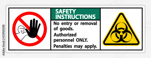 Safety Instructions Quarantine Holding Area Sign Isolated On White Background,Vector Illustration EPS.10