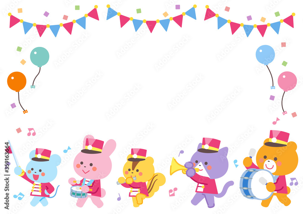 Animal marching band Marching Character Frame Animal marching band Marching Character Frame