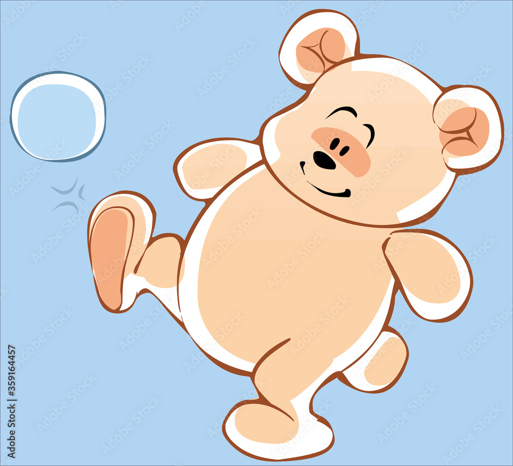 Cute cartoon Teddy bear playing with a ball Cute cartoon Teddy bear playing with a ball