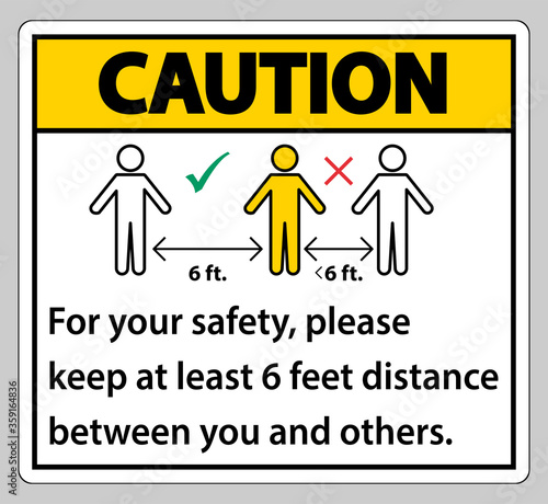 Caution Keep 6 Feet Distance For your safety please keep at least 6 feet distance between you and others.