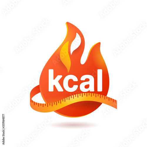 kcal icon - kilocalorie symbolic emblem for food products cover designation - fat burning visual - isolated vector element photo