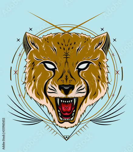 Angry cheetah vector art. cheetah illustration design for logo, tshirt, clothing, etc © AGORA