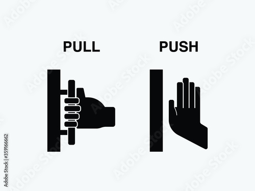 Vecteur Stock Flat modern black push and pull icon on white background.  Push door icon & Pull door icon. | Adobe Stock
