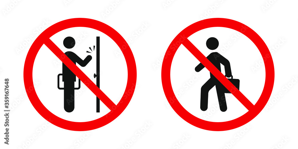 No soliciting sign. Vector red prohibitation signs No soliciting sign. Vector red prohibitation signs