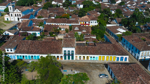 Paraty Brazil Colonial architecture aerial view