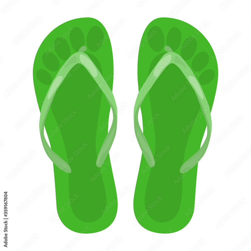 Beach slippers, top view. Vector illustration on a white background. Beach slippers, top view. Vector illustration on a white background.